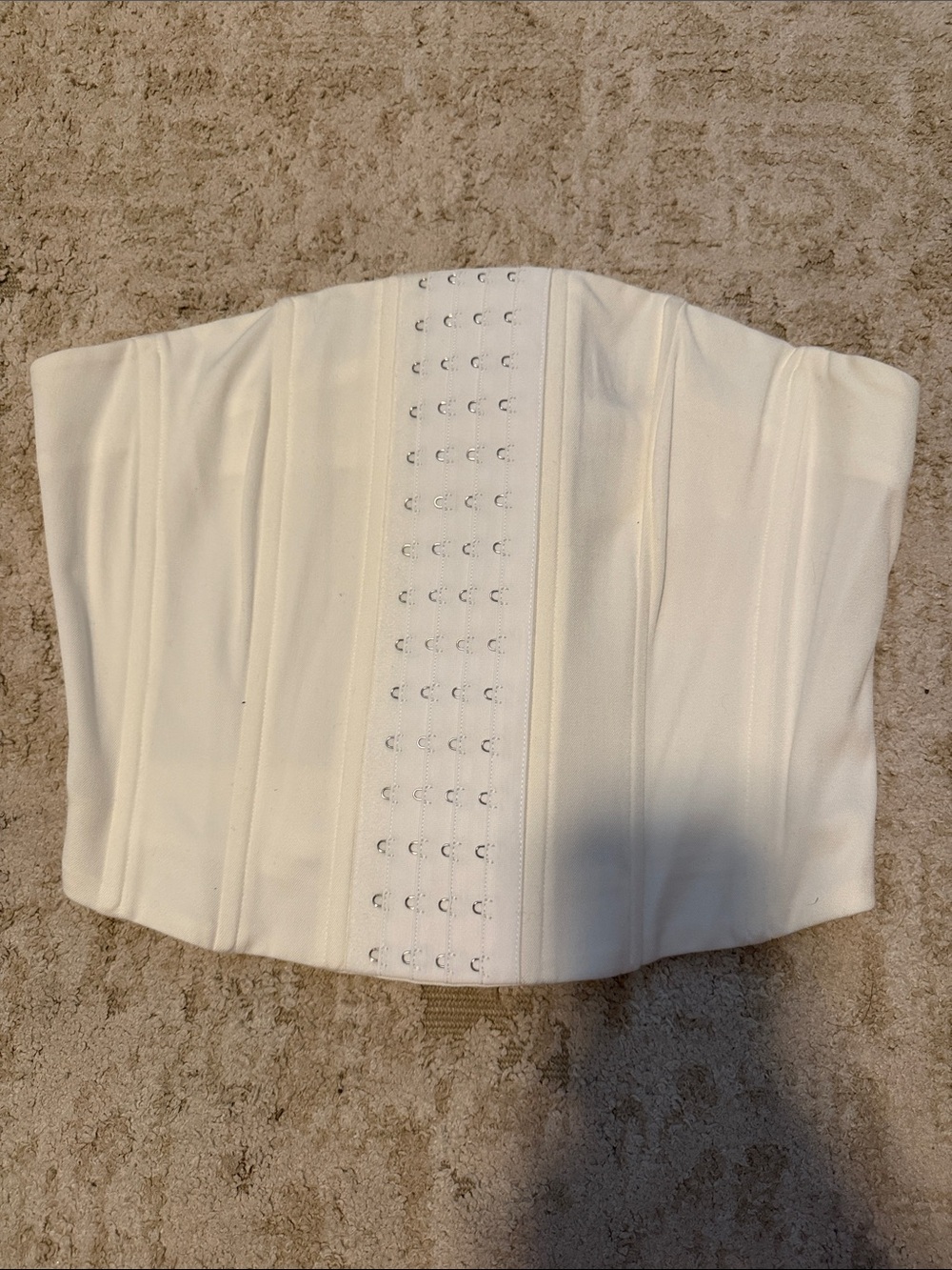 With Jean Cream Corset Cropped Top